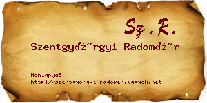 Szentgyörgyi Radomér névjegykártya